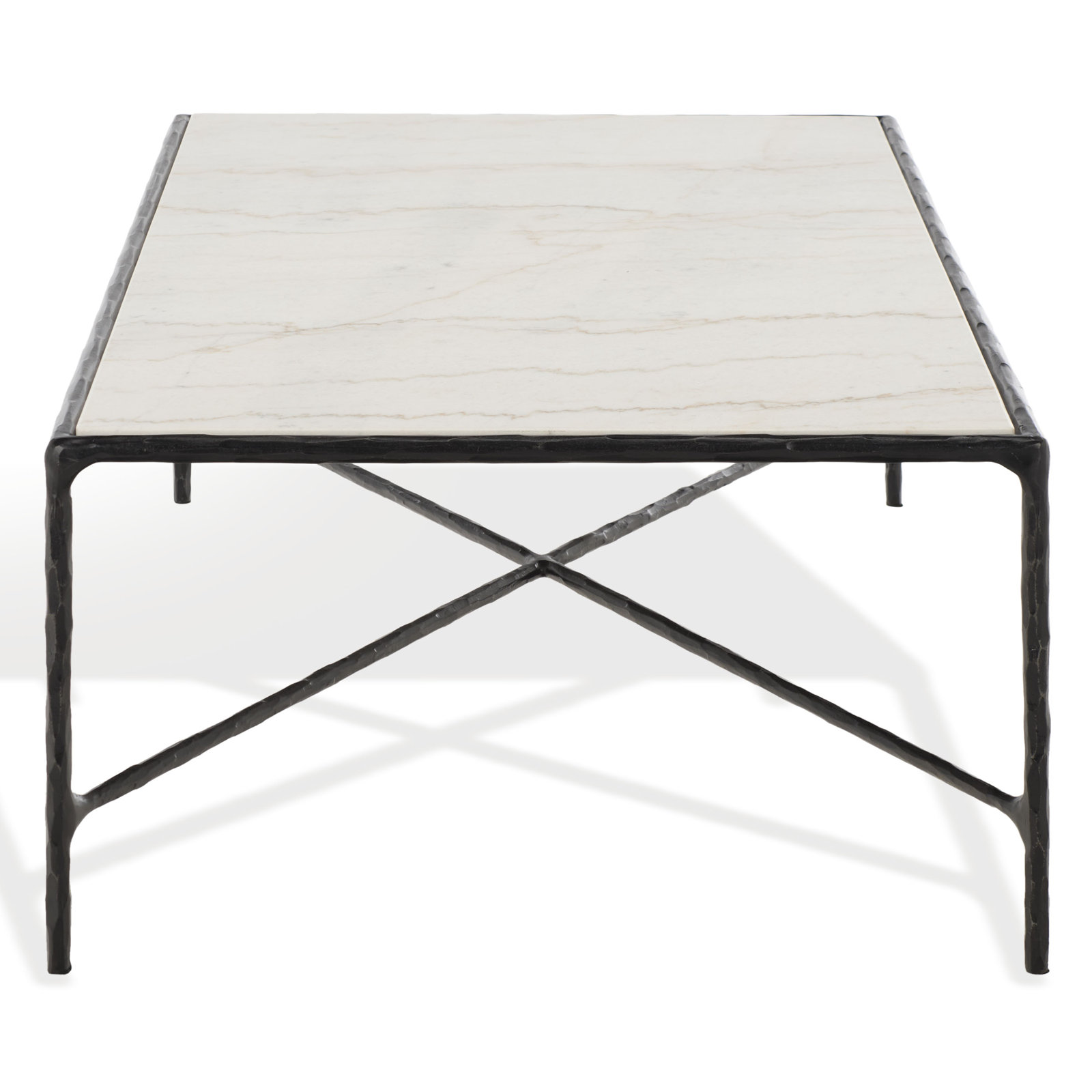 Evelynn Single Coffee Table, White Marble, Black