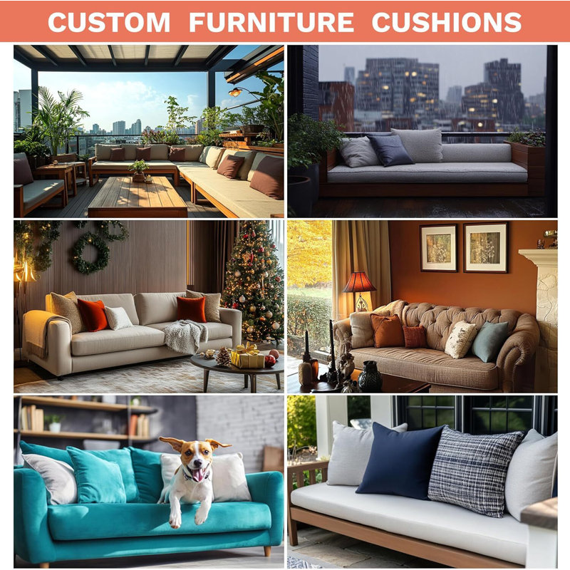 4'' H Customizable Bench Cushion For Indoor/Outdoor Furniture/Chair/Window Seat, Premium 75D High-Resilience Foam, 100" W