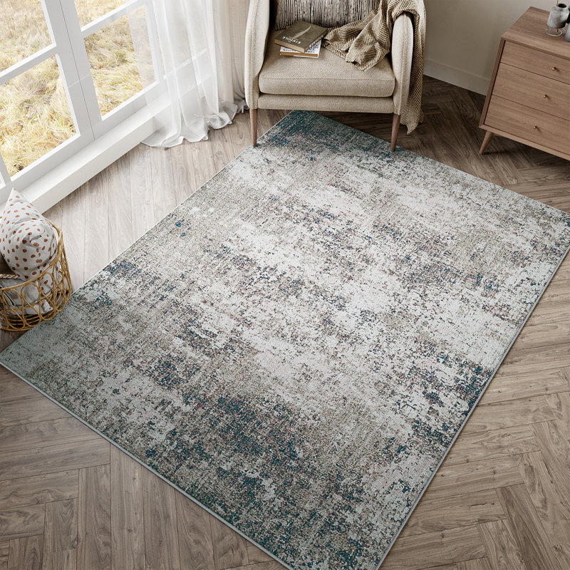 Tapis abstrait lavable à la machine Annie avec envers antidérapant, Rectangulaire 3 pi x 5 pi