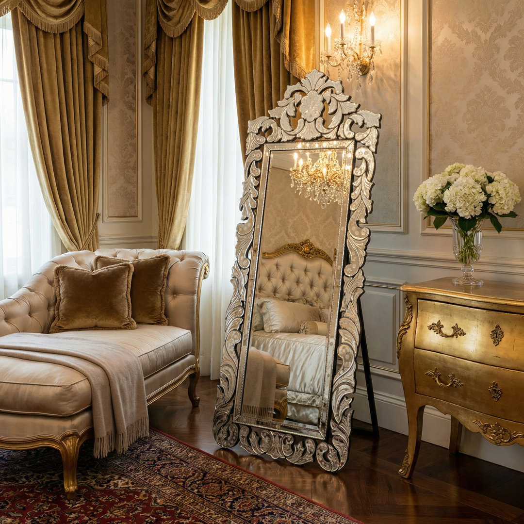 Finest Venetian Style Cheval Mirror 70.62" Tall W Stand AFD Home