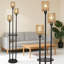 Lampe sur pied en rotin à 3 lumières à intensité variable avec tablettes, lampe sur pied Farmhouse avec interrupteur au pied à 3 voies, lampe sur pied rustique Boho pour le salon et la chambre à coucher