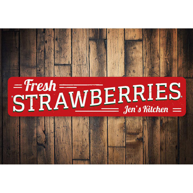 Plaque en aluminium fraises fraîches, H 4 po x l 18 po x P 0,04 po