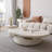 Cloud velvet cream style solid wood coffee table-105835028