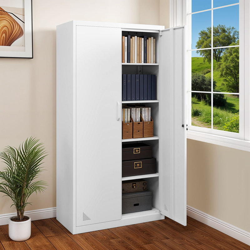 Mikami 180cm Tall Steel File Cabinet, White