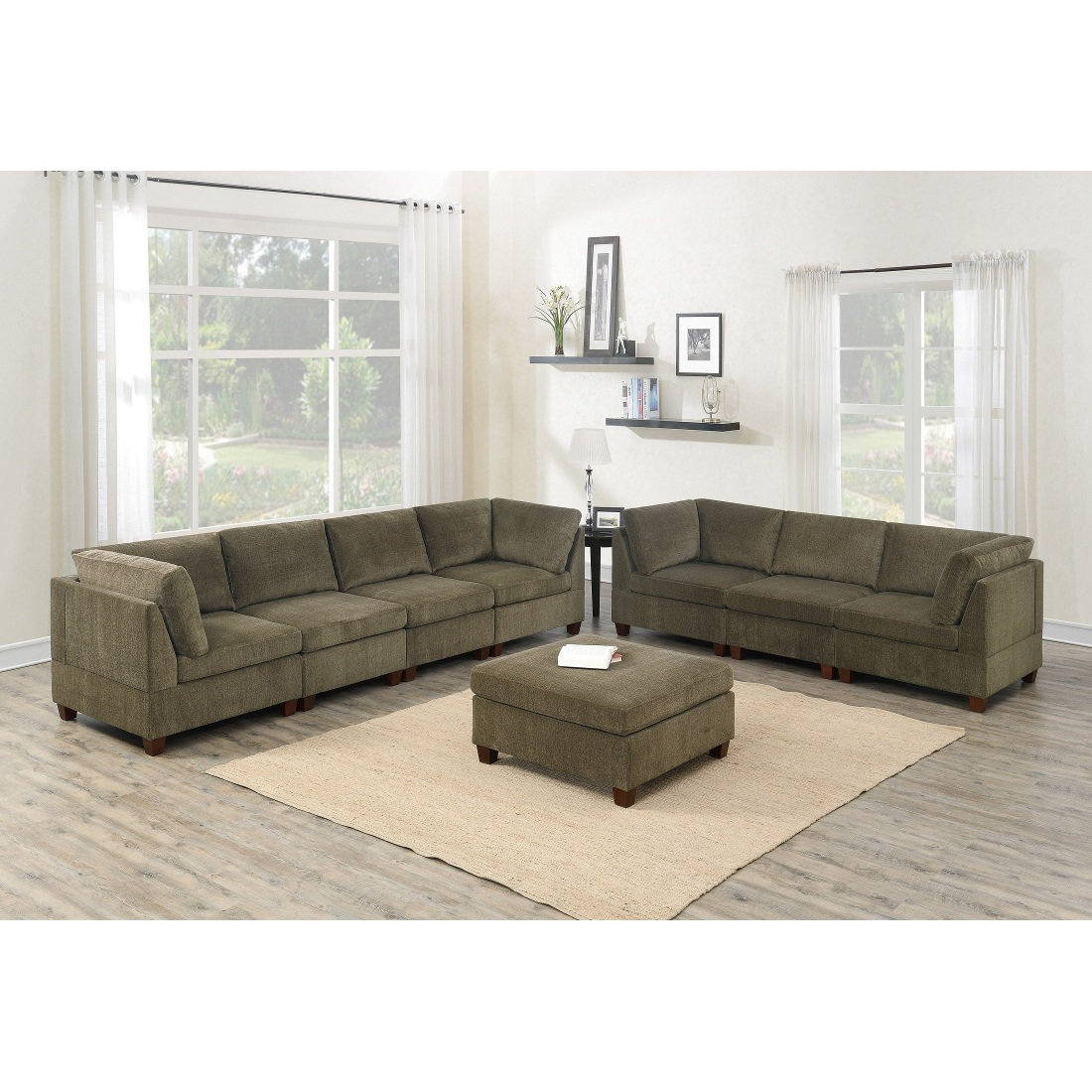 Hokku Designs Vallecito Furniture Chenille Modular Sectional Set Corner ...