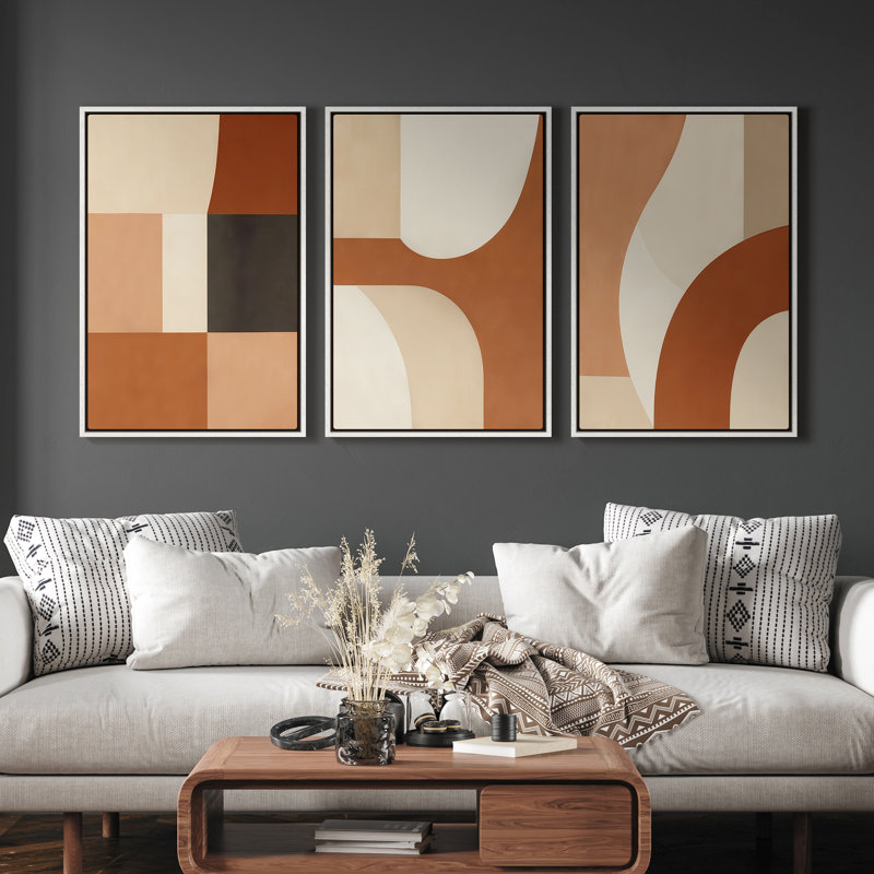 Framed Canvas wall Art, Vintage Abstract Wall pirnts for Bedroom, 24" H x 16" W, White