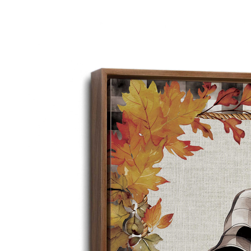 «Fall Ribbon Pumpkin» par Nicole DeCamp, reproduction d'art, L 30 po x H 30 po, Brun, Toile avec cadre