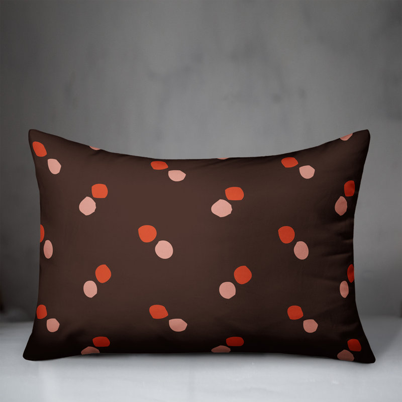 Coussin lombaire à pois, Brun / Orange