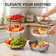 3 Tier Ceramic Fruit Bowl with Metal Stand, White Gold Silver, Tiered Countertop Basket for Nuts Snacks Bread Candy