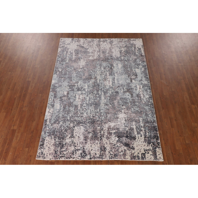 Tapis abstrait fait à la main moderne 6 x 9