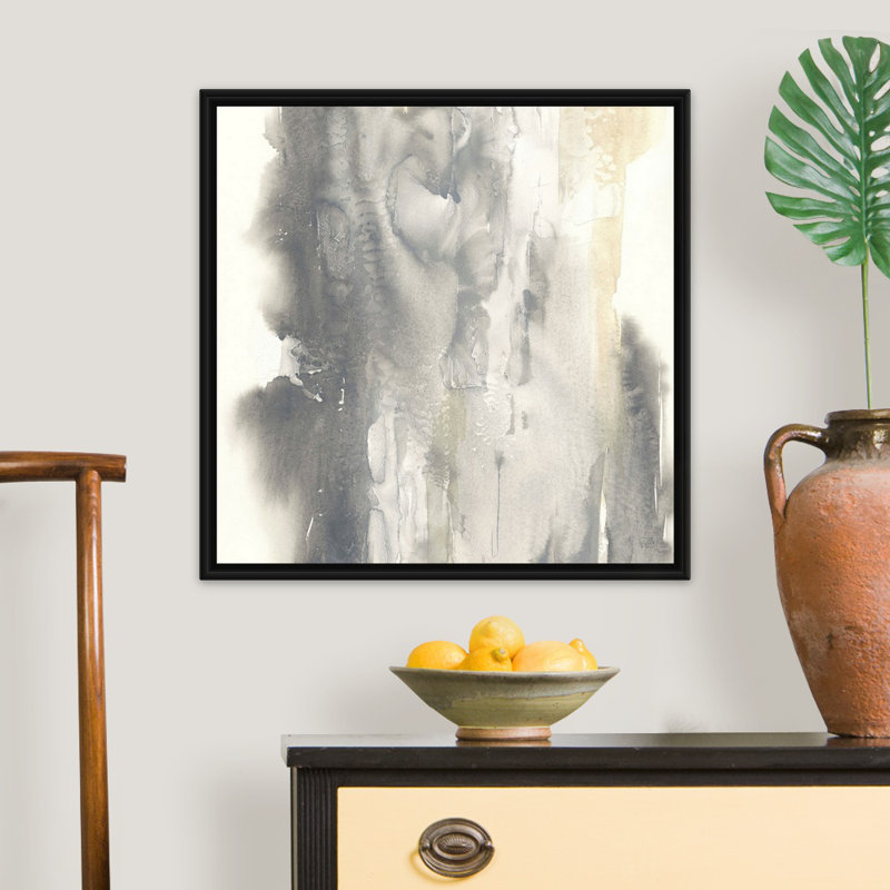 Pâle taupe I - reproduction d'art sur toile, Cadre flottant noir, H 26 po x l 26 po x P 1,75 po