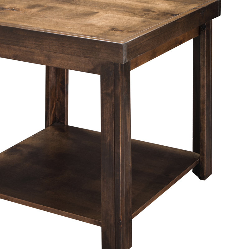 Table d'appoint de 24 pouces avec finition whisky, sans assemblage, aulne noueux massif et placage, table rustique moderne de 24 po, faite de bois massif et de placages