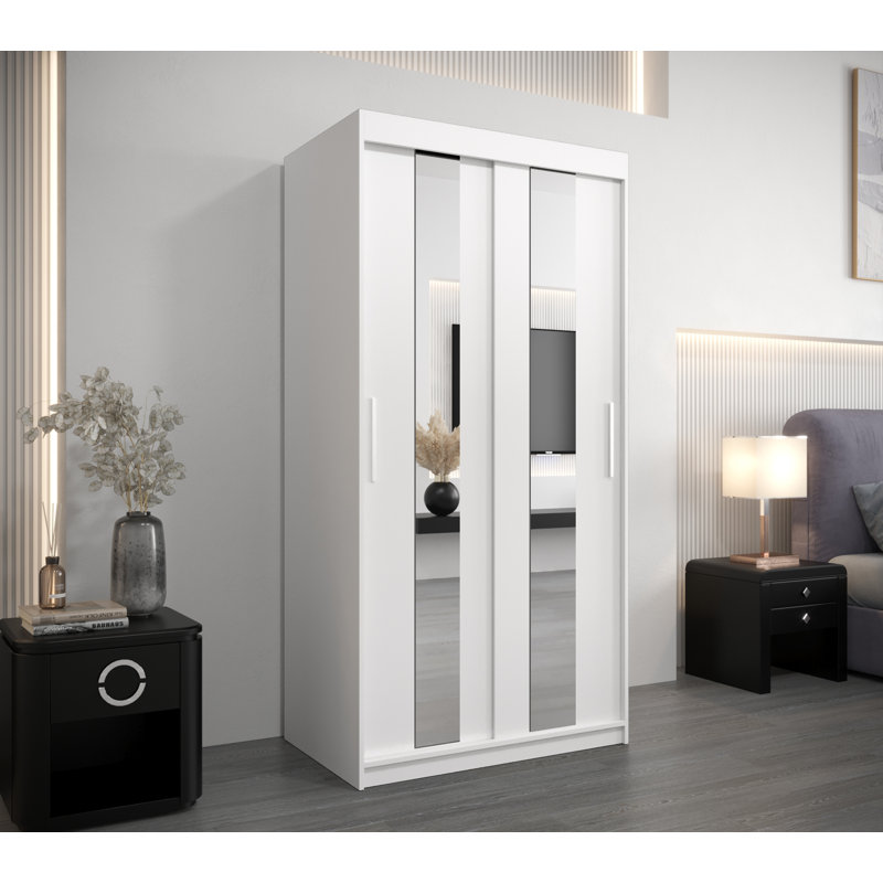 Abdurahmon 2 Door Manufactured Wood Wardrobe, Matte White