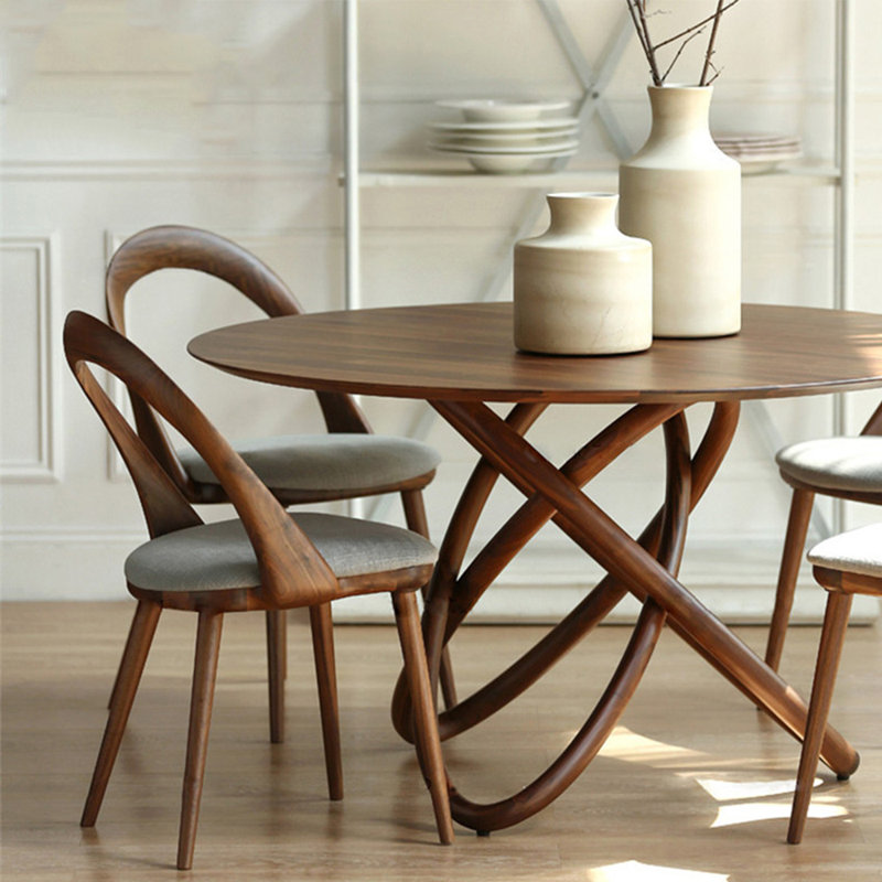 Simple modern solid wood dining table, 29.5"H x 47.2"L x 47.2"W