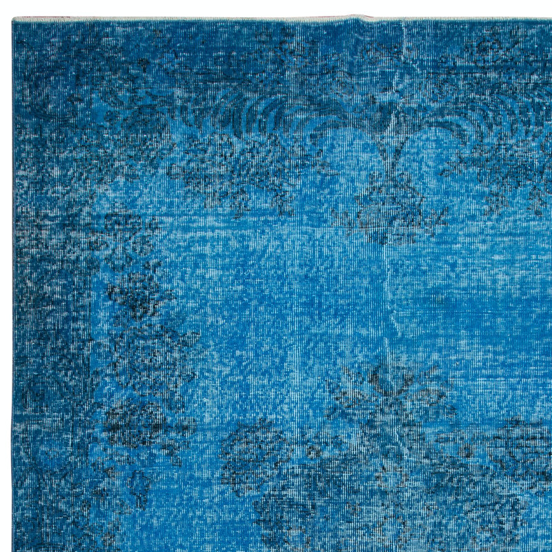 Tapis turc bleu fait à la main 6 x 9 pi pour salon, entrée, chambre à coucher, salle à manger et chambre d'enfant