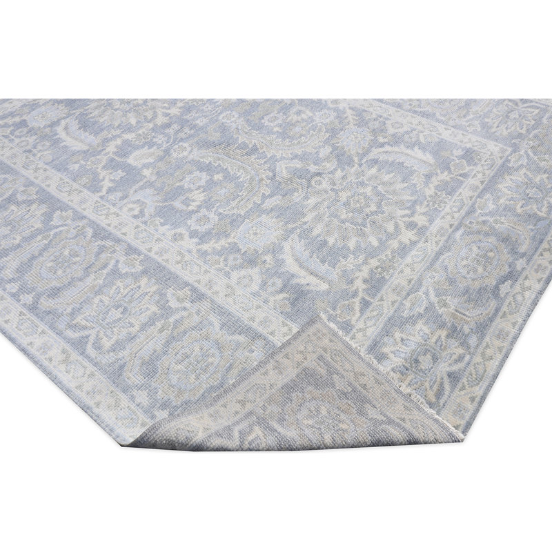 Tapis gris / ivoire noué à la main de haute qualité, Rectangle 8 pi x 10 pi