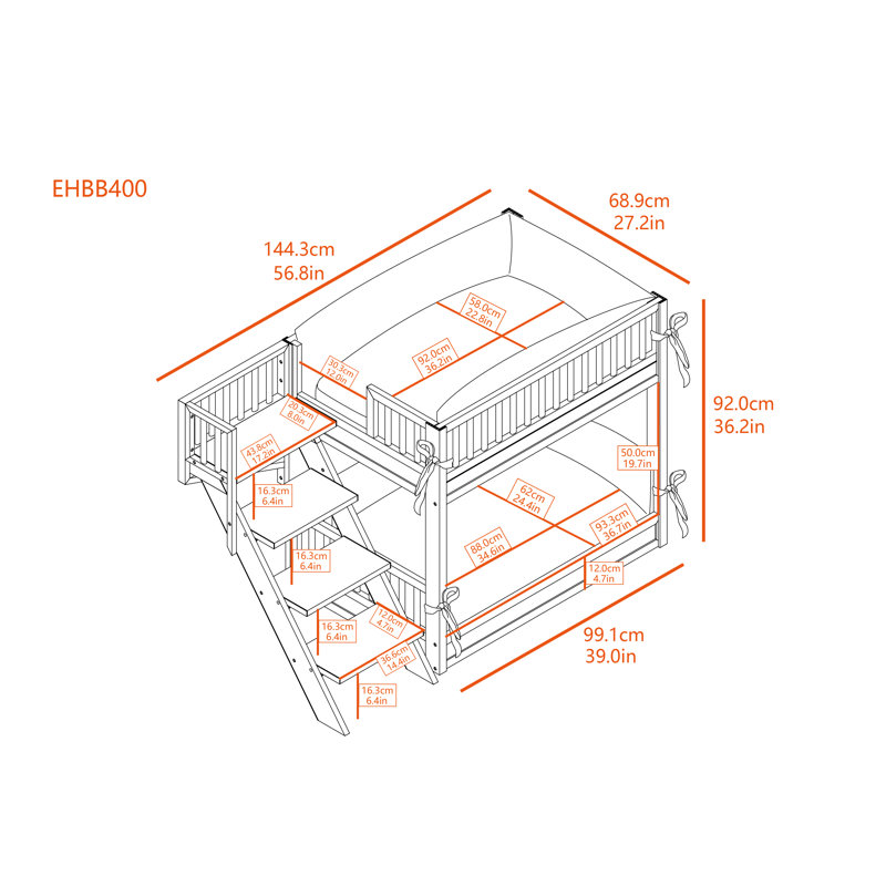Grey ECOFLEX Orthopedic Elevated Dog Bunk Bed with Stairs