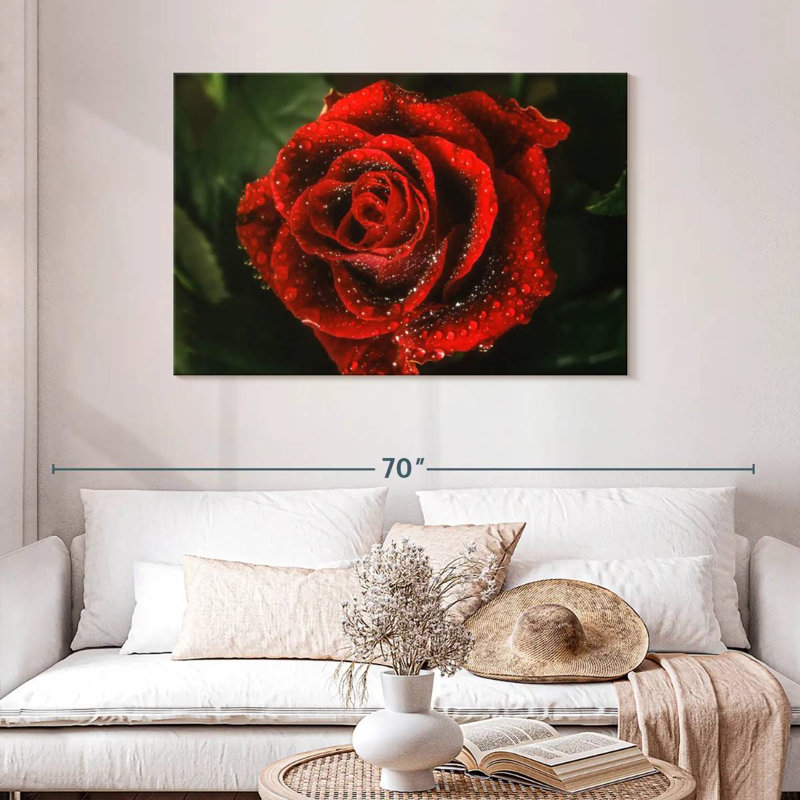 Élégante rose rouge rosée, H 30 po x l 45 po