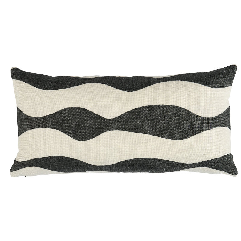 Ellsworth Pillow, Graphite Abstract/Striped, Rectangular, 12"H x 24"W