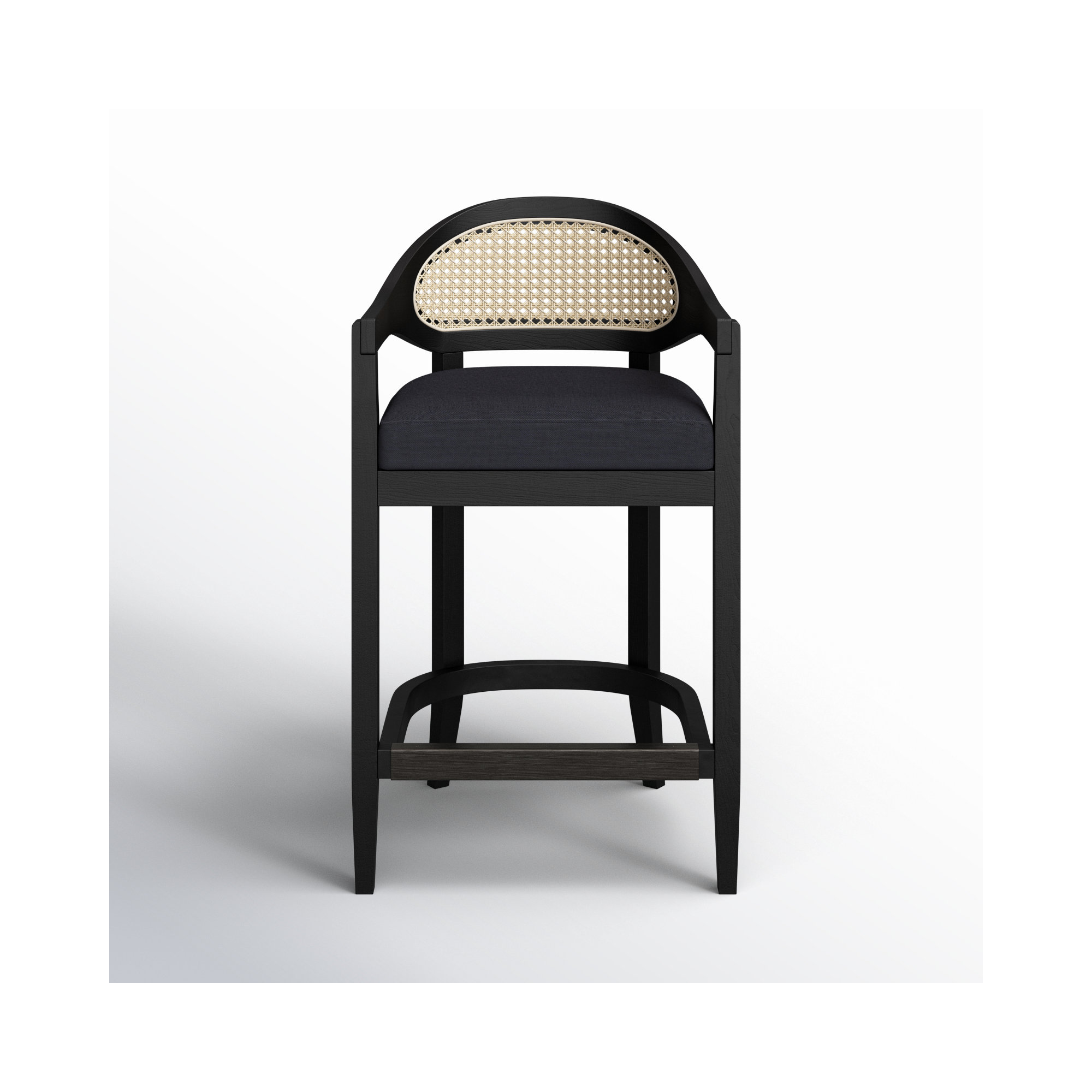 Copley Cane Stool, Jet Black Basketweave, Counter Stool (26” Seat Height)