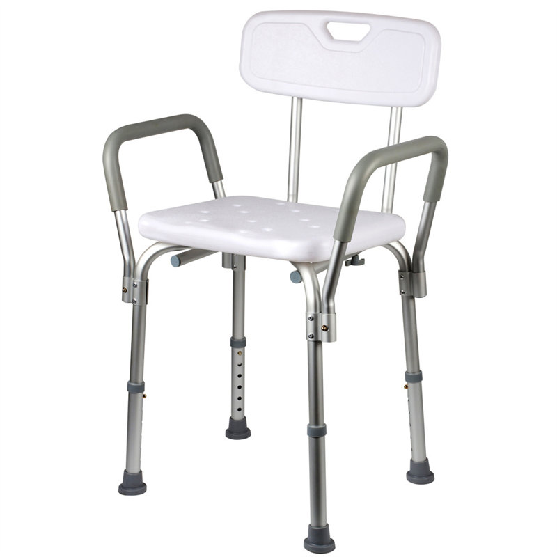 Chaise de douche réglable Medline avec dossier et accoudoirs, capacité de 350 lb