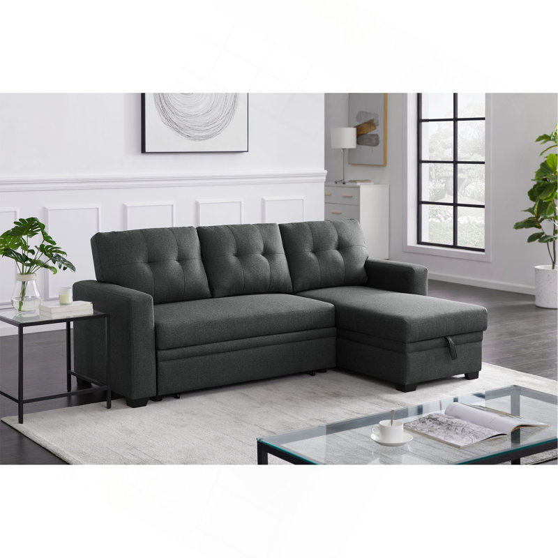 Canapé modulaire rembourré avec méridienne, Dark Grey