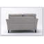 Causeuse élégante en tissu tissé gris clair, parfaite pour les espaces compacts et les salons modernes, alliant confort et design contemporain.