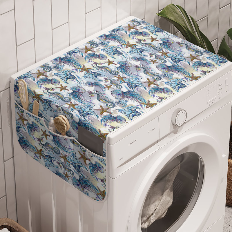 East Urban Home Nautical Machine à laver, paquet de 2, amande bleu clair 47 po x 18,5 po écru