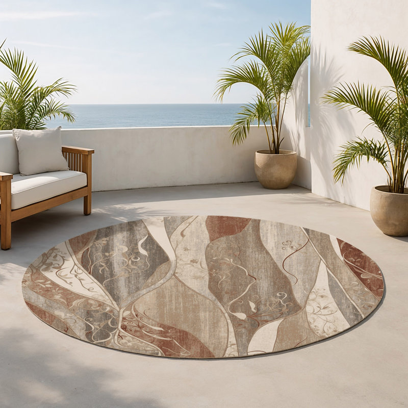 Tapis intérieur et extérieur Sunset Sway, Rond 5 pi