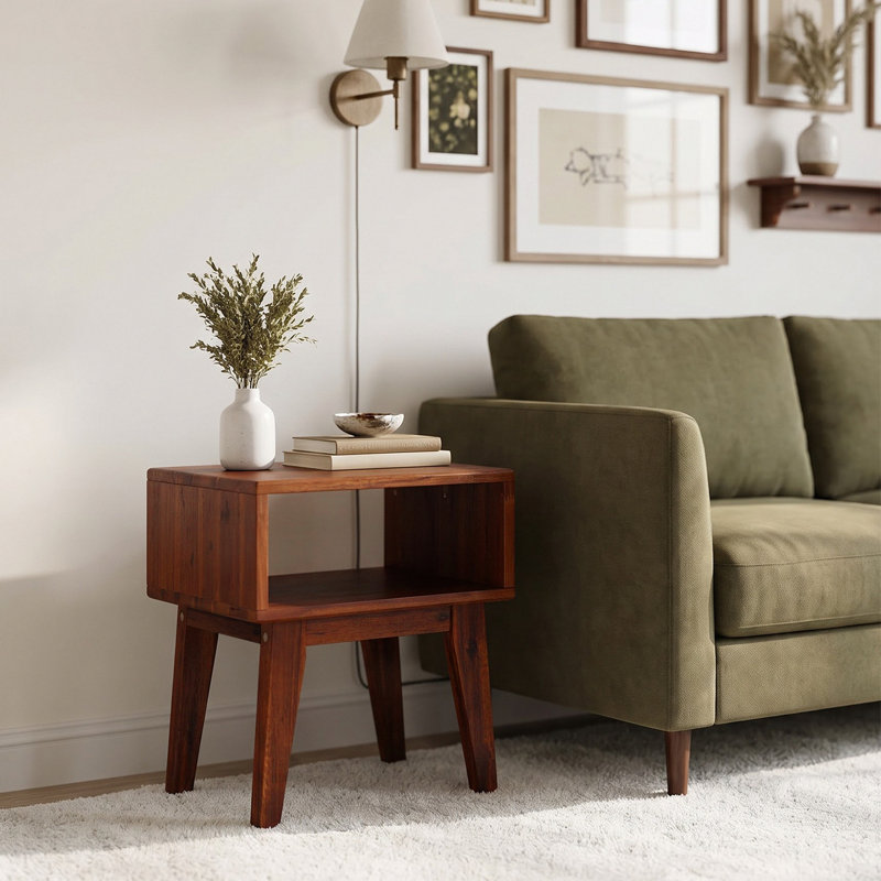 Table de chevet Acacia Jhasir, Caramel