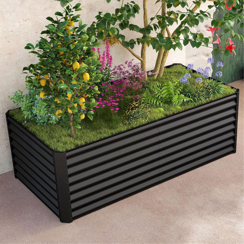 6X3x2ft Galvanized Raised Garden Bed, Outdoor Planter Garden Boxes Large Metal Planter Box For Gardening Vegetables Fruits Flower