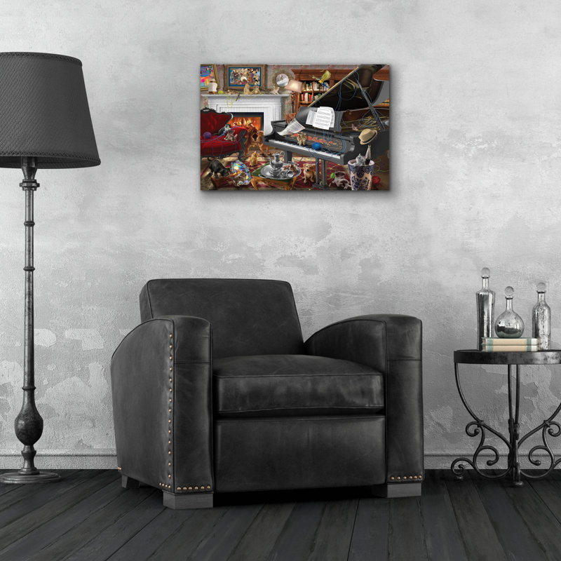 Art mural en verre Lark Manor ™ «Has Anyone Seen My Yarn» par Bigelow, H 16 po x l 24 po x P 0,2 po