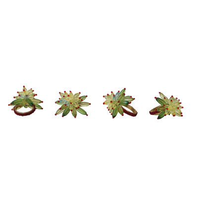 Handmade Beaded Iron Flower Napkin Rings