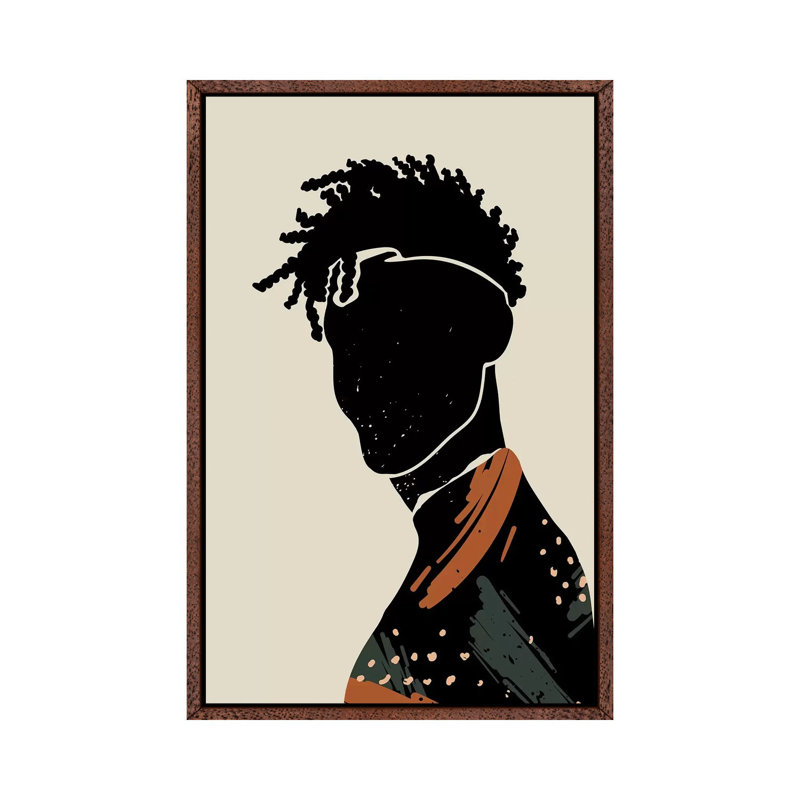 Black Hair II by Domonique Brown - Print on Canvas, 66.04 cm H x 45.72 cm W, Classic Brown Wood Framed Canvas