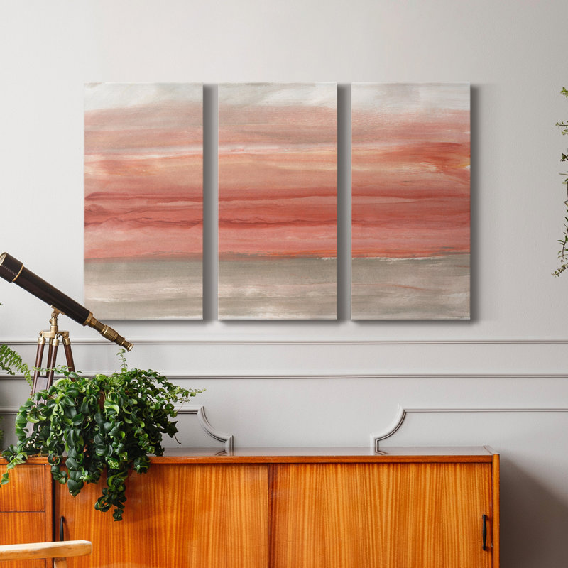 Oasis Sky - peinture sur toile tendue 3 pièces, H 48 po x l 96 po x P 1 po