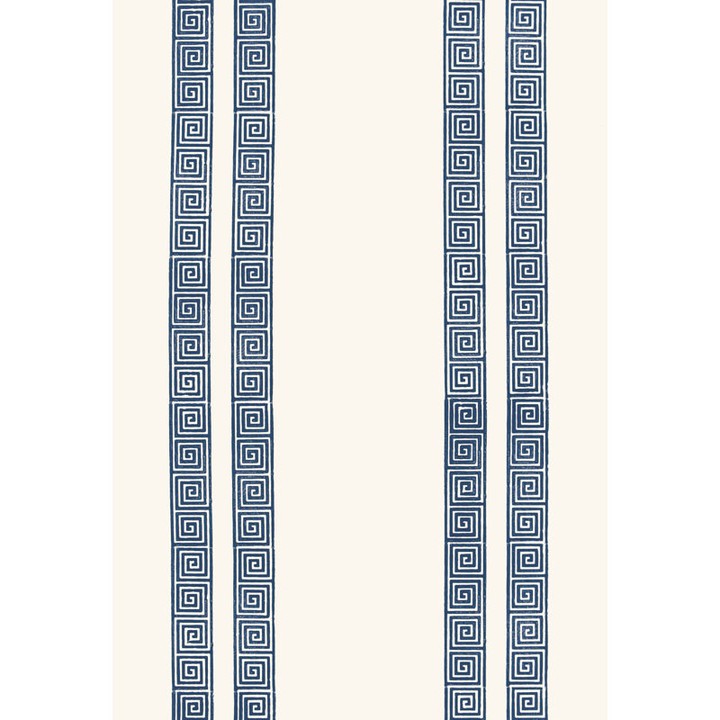 Papier peint à rayures Greek Key, Marine