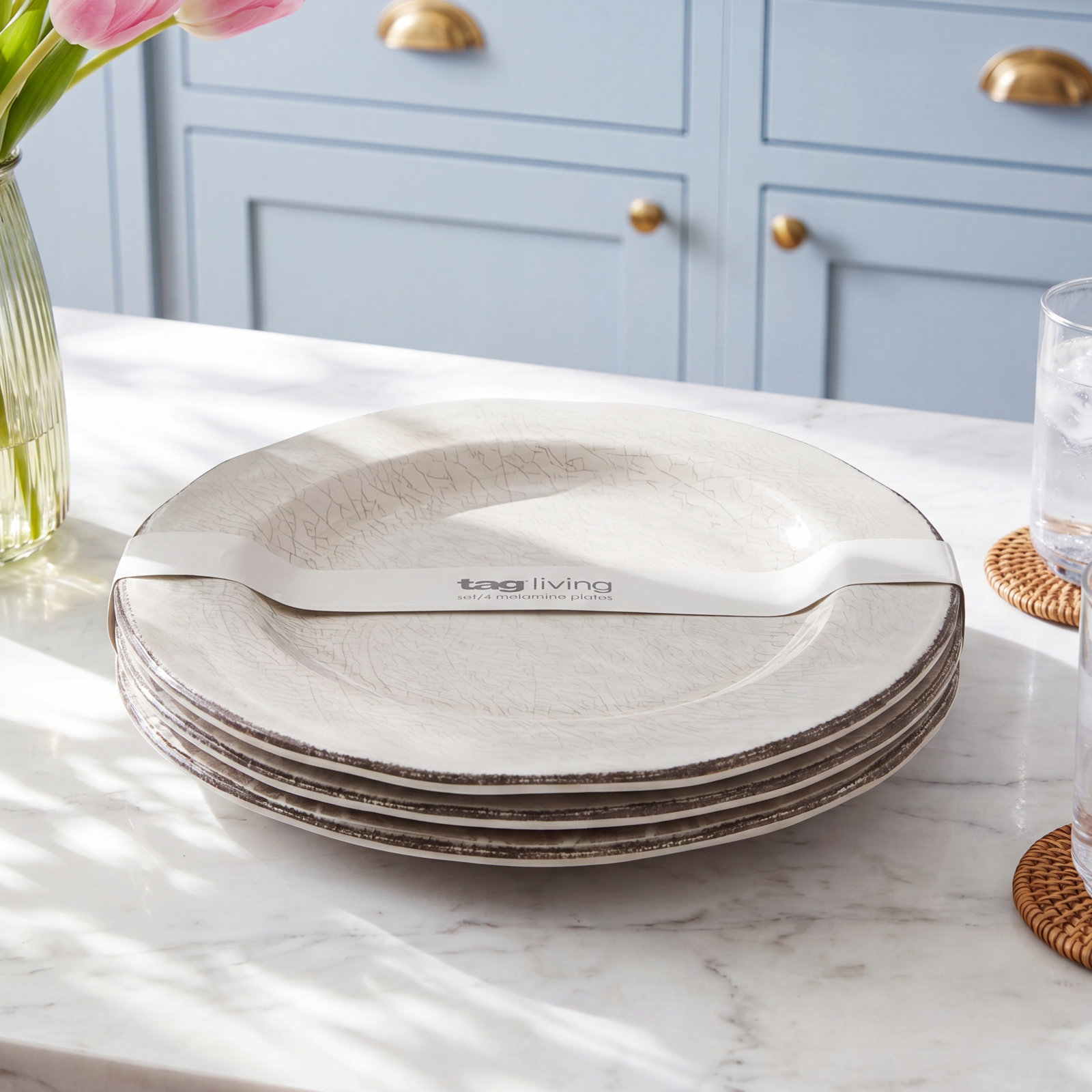 Melamine Salad Serving Plate, Light Gray, 0.75" H x 10.75" L x 10.75" W