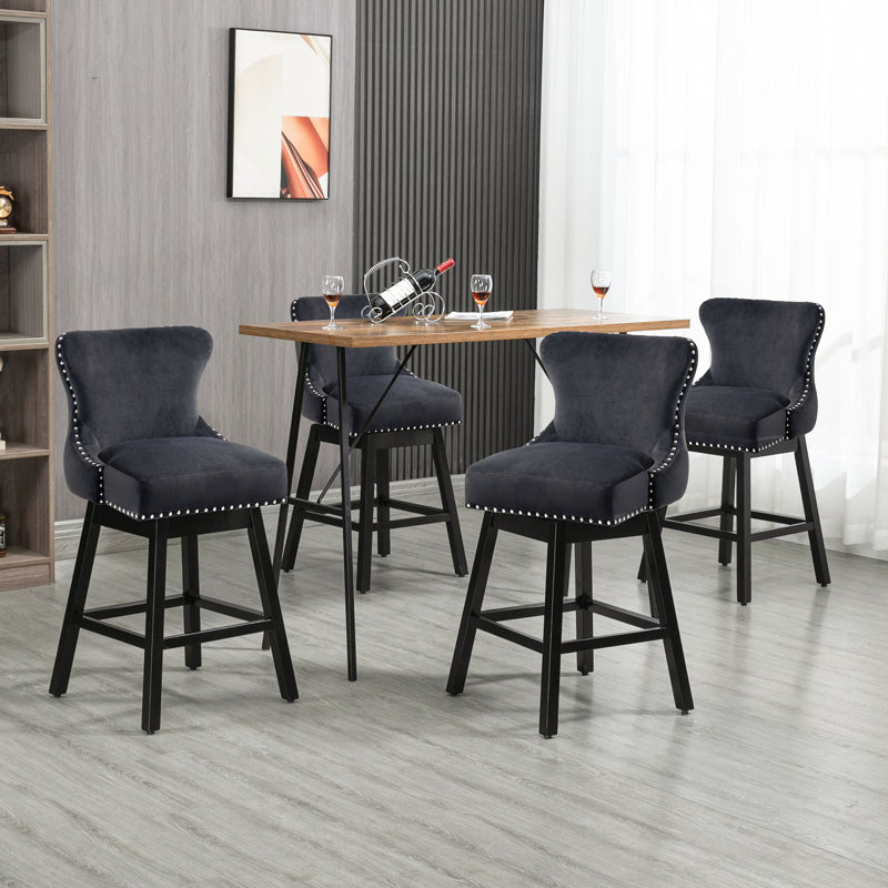 Angelicamae Unfinished Swivel 29'' Stool, 4, Black