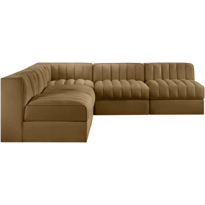 Demars Velvet Performance Fabric Upholstered 5Pc. Modular Sectional