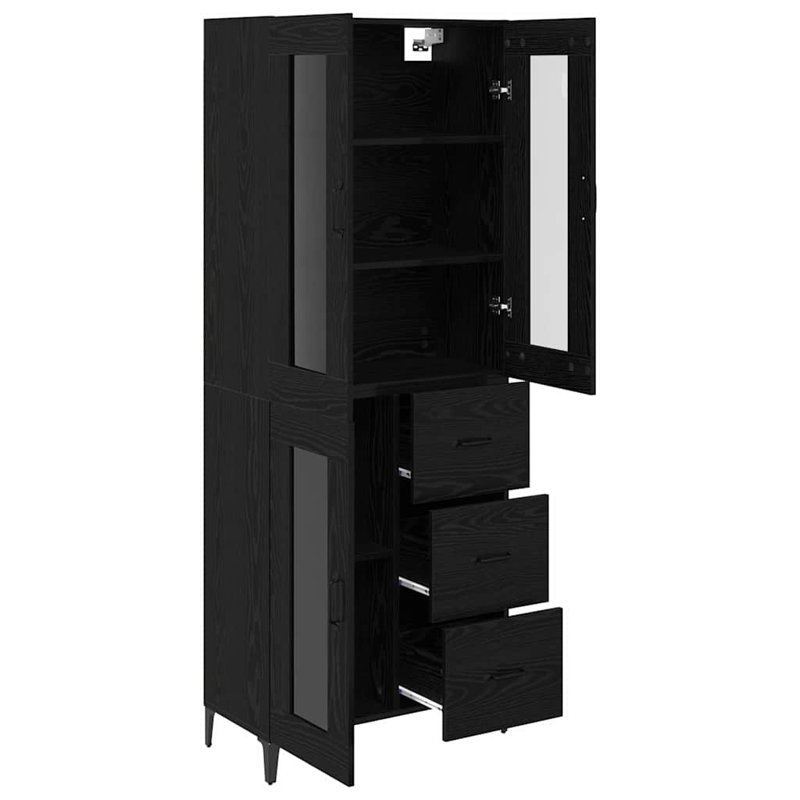  Highboard Black Oak 69.5 X 34 X 180 Cm Engineered Wood, Black Oak