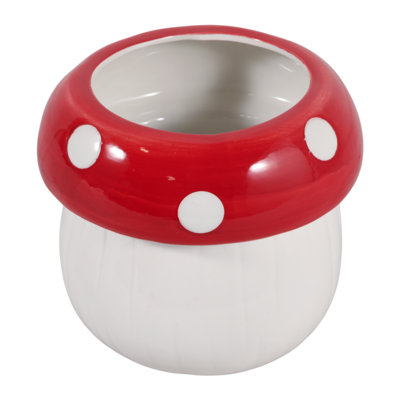 Sagebrook Home Porcelain 5" Red And White Mushroom Planter