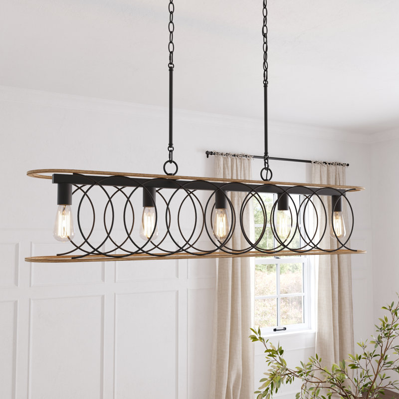 Rolcun 5 - Light Dimmable Kitchen Island Linear Chandelier