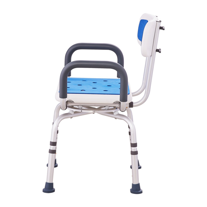 Chaise de douche pivotante à 360 ° avec dossier et accoudoirs - Siège de bain à hauteur réglable pour personnes âgées, handicapées et handicapées, capacité de 400 lb