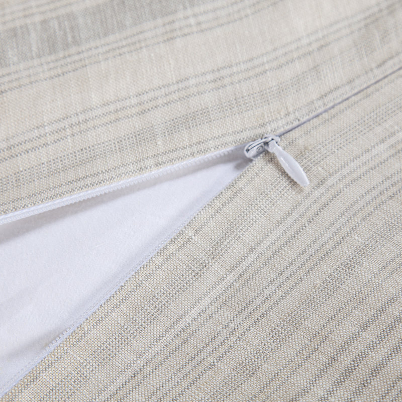 Natural and Light Blue French Linen Queen Duvet Cover Set