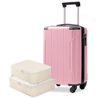 20-Inch Lightweight Durable ABS Hardshell Carry-On Luggage With Spinner Wheels, TSA Lock, And 2 Packing Cubes For Easy Travel