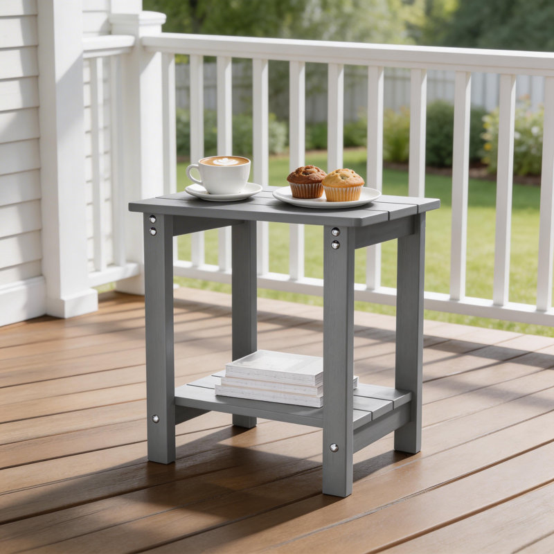 Table de bout d'extérieur à 2 niveaux Aliah HiPS Adirondack, Gris