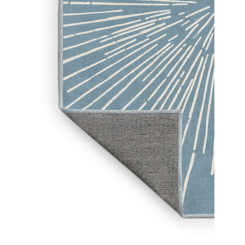 Tapis bleu moderne et contemporain lavable à la machine Williamsbridge du 4 juillet - Reliure bleu ciel, 3 X 5