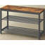 Banc de rangement pour chaussures avec siège en bois, range-chaussures à 3 niveaux pour garde-robe, conception compacte avec une capacité de poids de 300 lb, brun rustique et finition noire