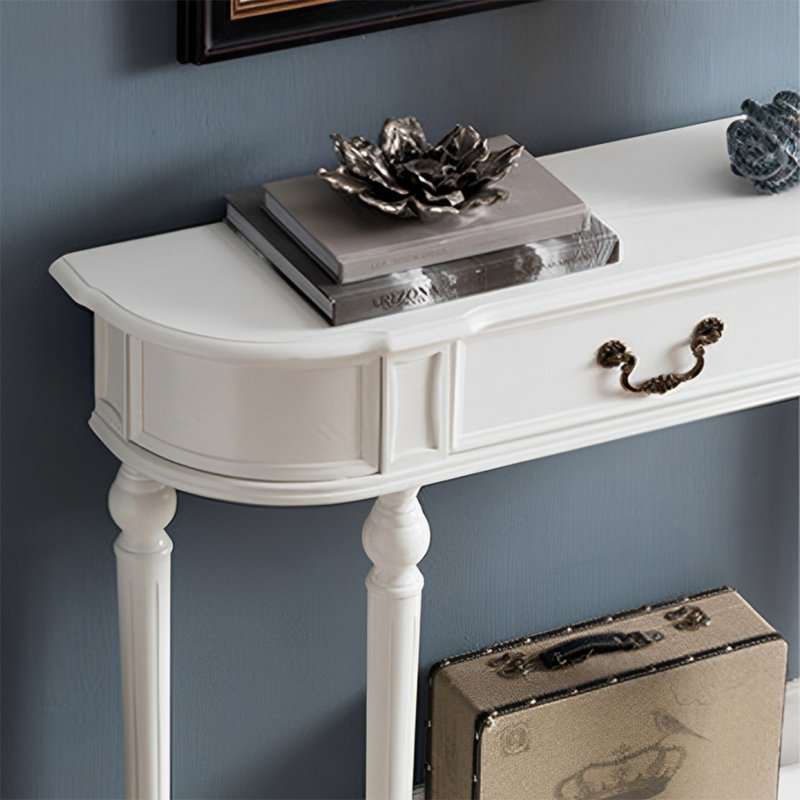Retro Minimalist Elegant Console Table, 35.43" H x 31.5" W x 10.24" D, White