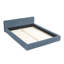 Grand lit avec tissu en chenille bleu, conception plissée, tête de lit, structure solide, pas de sommier tapissier, taille confort et style, bleu plateforme, panneau de particules manuel robuste, aspect de chambre à coucher contemporain